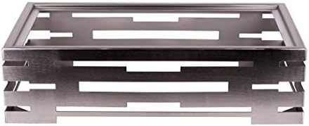 PrestoWare PWB-GN1-1S, Stainless Steel Display Base for Full Size Steam Pan, Buffet Serving Tray, Steam Pan Holder, Food Stand Riser With Notches for Display Surfaces (Surfaces Are Not Included)