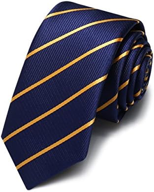 HXCMAN 5cm blue gold striped slim necktie classic design 100% silk men tie all-match party business evening wedding groom in gift box