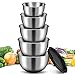 Stainless Steel Mixing Bowl With Lids 5 Set, GEEMAY Non-Slip Silicone Bottom Mixing Bowls, for Beating, Stackable Storage, Measurement Marks, Includes 1 QT, 2 QT, 2.5 QT, 3 QT, 4.5 QT