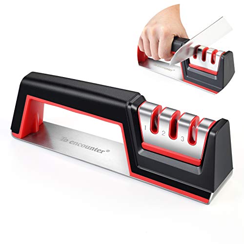 To encounter Kitchen Knife Sharpener Scissors Sharpener Professional 3-Stage Knife Sharpening Tool for Straight and Ceramic knives, Diamond, Tungsten Steel and Ceramic Rod
