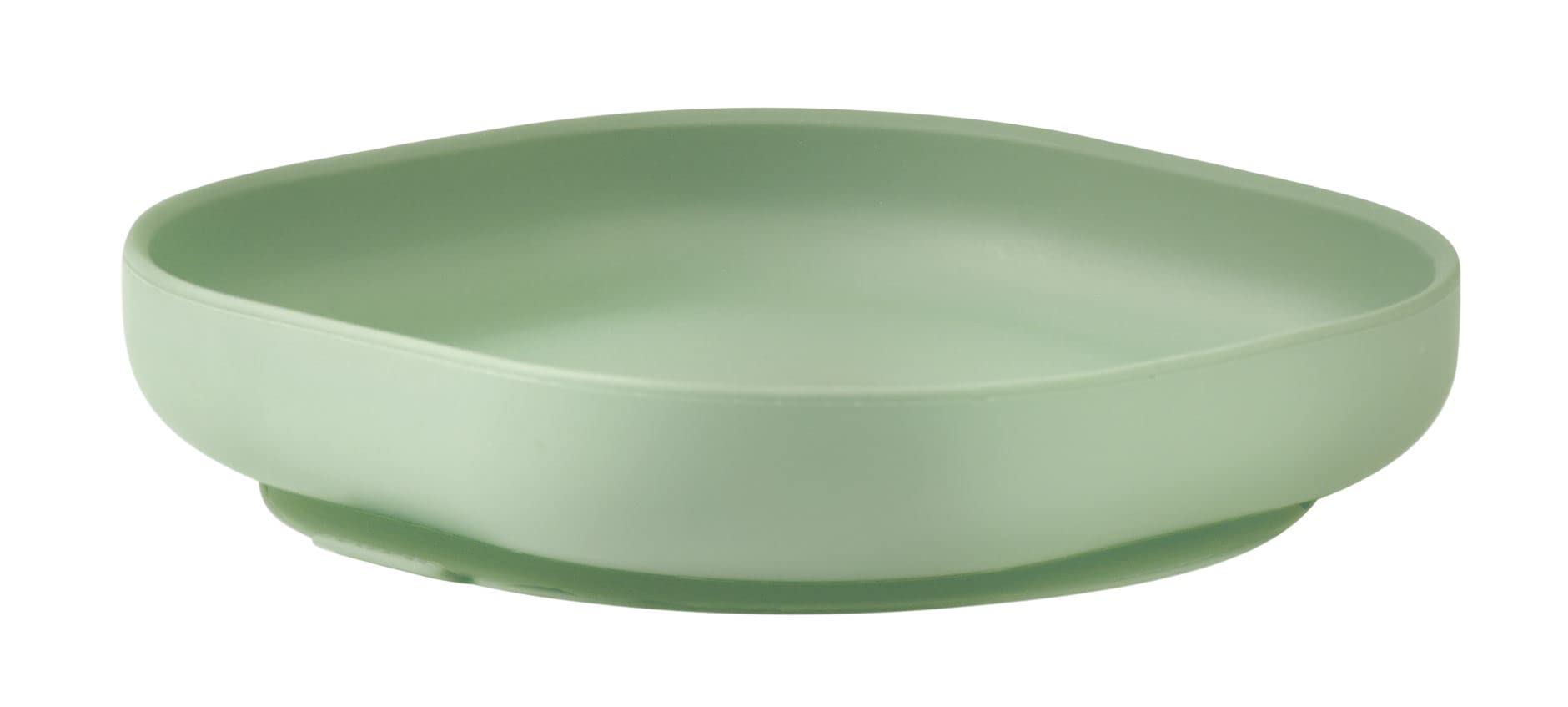 Béaba - Suction Plate for Children, 100% Silicone, Soft and Very Resistant Material, Adheres Table/Shelf high Chair, Tongue Allowing to Lift The Plate, Microwave Compatible, sage Green