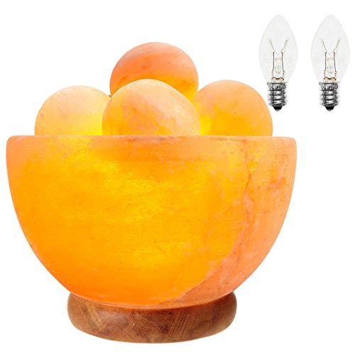 Himalayan Glow 1328 Hand Crafted Bowl Salt Night Lamp Light Bulbs and Dimmer Control, Massage