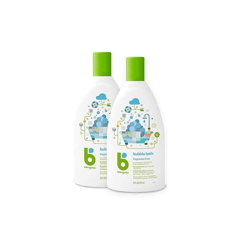 Babyganics Bubble Bath, Non-Allergenic, Gently Cleanses, Fragrance Free, 20 Fl Oz (Pack of 2), Packaging May Vary