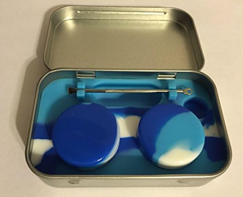 Silicone Tin, 2 - 5ml Silicone jar containers wax carving tool (Blue/White)