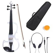 Cecilio 4/4 CEVN-2W Solid Wood Pearl White Electric / Silent Violin with Ebony Fittings in Style 2 (Full Size)
