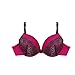 Women's Sexy Pink with Grey Lace Push Up Bra with Bikini and Thong Set of 3