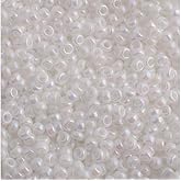 Miyuki Japanese Glass Seed Beads 22gms 11/0 in White Pearl AB