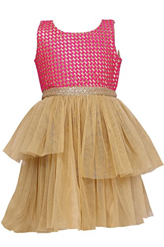 K&u baby girls  red & gold brocade net layered …