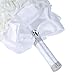 Febou Wedding Bouquet, Handmade White Bridesmaid Bouquet Bridal Bouquet with Crystals Soft Ribbons, Artificial Rose Flowers for Wedding, Party and Church (White-Bigger Size)