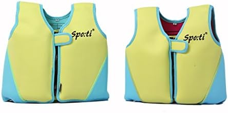 Genwiss Fish Child Swim Vest Inflatable Kids Life Jacket Yellow Medium for 3-4 Years 28-38lbs