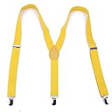 HDE Y-Back Suspenders Solid Color Metal Clips Adjustable Elastic Shoulder Straps 1
