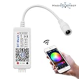 MagicConnect Bluetooth Mesh RGBW LED Strip Light Controller, No Hub Required, Works with iOS Android Smartphone (Hub Required for Alexa and Google Home, Hub Sold Separately)