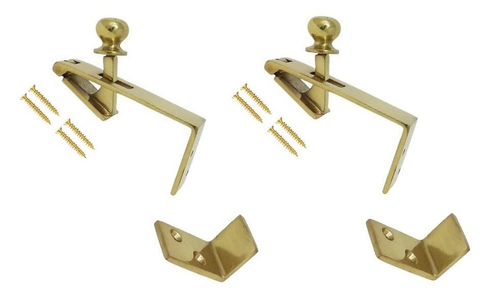 TERF® Polished Brass Counter Flap Catch and Stay Bar Shop Counterflap Catch including Fixing Screw - Pack of 2