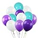 K KUMEED 12 Inch Unicorn Balloons White Purple Dark Purple Blue Assorted Latex Balloons for Birthday decorations Baby Shower Party Supplies (100 Pcs)