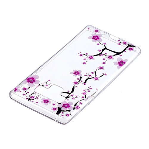 ikasus Case for Galaxy Note 9,Clear with Design Embossed Art Painted Pattern Soft Flexible TPU Silicone Ultra-Thin Transparent Girls Women TPU Case Cover for Galaxy Note 9 Case,Plum blossom