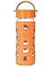 Lifefactory 12-Ounce BPA-Free Glass Water Bottle with Leakproof Classic Cap and Silicone Sleeve, Orange