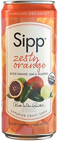 Sipp Sparkling Organics Soda, Zesty Orange, 10.5 Fluid Ounce (Pack of 12)