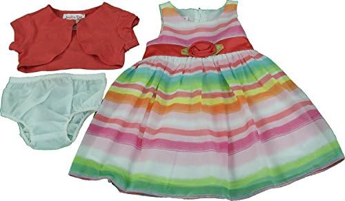 Jessica Ann Baby Girl Size 12 Months 3-Piece Dress, Cardigan, &amp; Bloomer Set Coral
