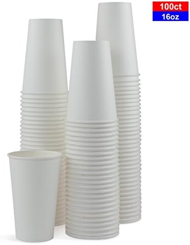 100 Paper 16oz Disposable Coffee and Tea Hot Cups for On the Go Beverages - by Sipoes TM (16)