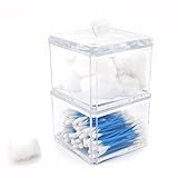 Paylak Stackable Acrylic Holder Cotton Balls Swabs Bathroom & Vanity Storage
