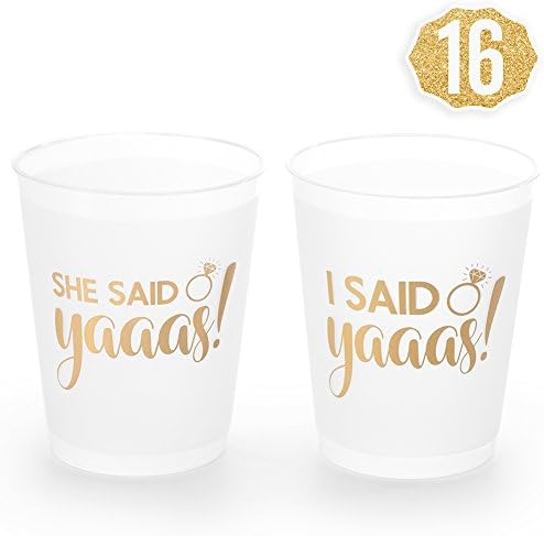 Party Material She Said Yaaas Bachelorette Party + Bridal Shower Cups w/ BONUS I Said Yaaas Style - 16 Count 16 Oz. | Engagement Party Decoration and Bride To Be Gift