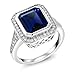 Gem Stone King 925 Sterling Silver Simulated Sapphire Ring For Women (5.00 Cttw, Emerald Cut 11X9MM)