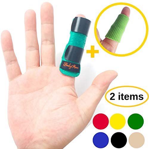 BodyMoves Finger Splint Plus Sleeves Trigger Finger Mallet Finger (Forest Green(2pc Set))