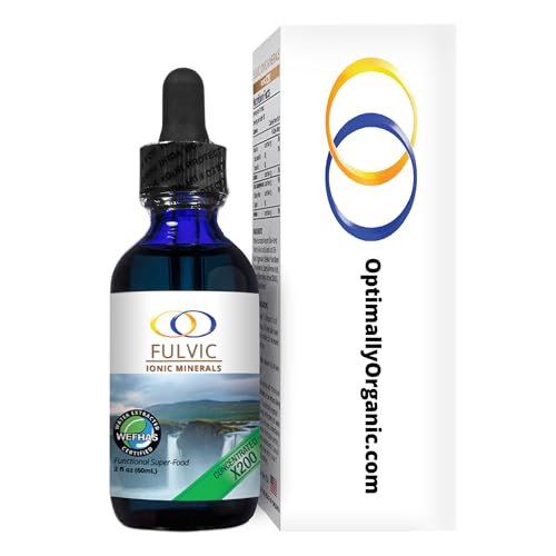 Optimally Organic Water Extracted Fulvic Ionic Minerals X200 - Patented BioActive Fulvic Acid, Humic Acid, Trace Minerals, Electrolytes & Essential Amino Acids - 5+ Month Supply