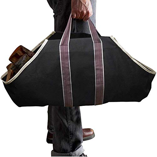 image for TOOGOO Canvas Tote Bag Carrier Indoor Fireplace Firewood Totes Holders