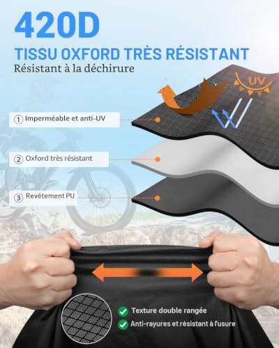 SUPAREE Protective Cover 2 Bicycle Tarpaulin Bicycle Transport Cover for Bicycle Camping Car 420D Oxford with Pocket for Warning Sign Waterproof for Car Travel