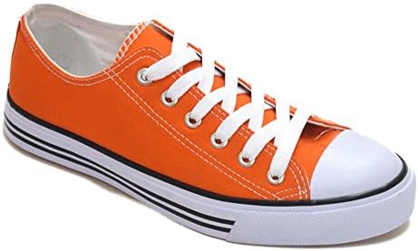 Women's Low Top Classic Canvas Fashion Sneaker Basketball Tennis Athletic Shoes Cap Toe (8, Orange)