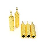 SiYear (5 Pack) 3.5mm 1/8" Male Plug TRS to 6.35mm 1/4" Female Stereo Jack Adaptor-Gold Plated Converte,for Audio Earphone,Headphones ect
