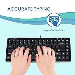 Perixx PERIBOARD-407B US, Wired USB Mini Keyboard