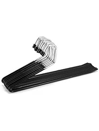 Jeronic Slack Pant Hangers Trousers Jean Hangers, Open Ended Pants Easy Slide Organizers, Chrome and Black Friction