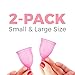 HAWWWY Premium Soft Menstrual Cup- 2 Packs - Most Comfortable, Soft, Reusable, 12 Hours Endurance & Eco-Friendly - Active Cups, Smooth Grip - Tampon & Pad Alternative - Small & Large (Pink)