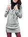 Allegra K Lady Shawl Collar Pullover Button Decor Tunic Knit Shirt l Light Grey