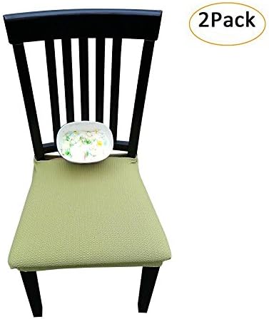Waterproof Dining Chair Cover Protector - Pack 2 - Perfect For Pets, Kids, Elderly, Restaurants, Party - Machine Washable, Elastic, Removable, Many Color Choices, Clean the Mess Easily (Spring Green)