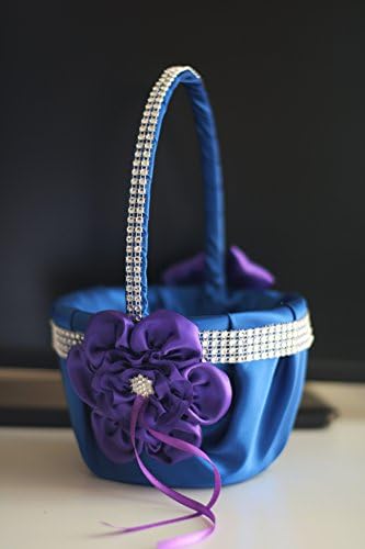 Royal Blue Purple Flower Girl Basket/Royal Blue Purple Petals Basket/Royal Blue Purple Wedding Basket