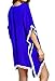 Adreamly Women's Pom Pom Trim Kaftan Chiffon Swimwear Bathing Suit Beach Cover Up Royal Blue Medium