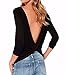 LIREROJE Women's Loose Backless Long Sleeve Top Blouse (S, Black)