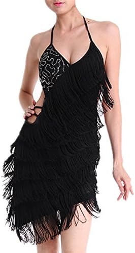 Latin Dance Dress Sexy Tassel Fringe Backless Salsa Samba Rumba Tango Latin Dancing