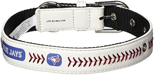 MLB Toronto Blue Jays Classic Leather Baseball Dog Collar (Medium)