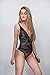 wearella Women Deep V Lingerie One Piece Babydoll Open Back Halter Mini Bodysuit Black