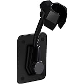 Shower Head Holder Strong Adhesive 360 Degree Rotatable Adjustable Handheld Shower Wand Holder Wall Mount Bracket for Bathroom (Black)