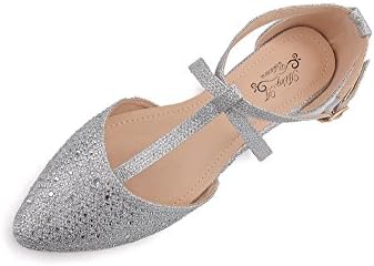 Ashley A LAUREL10 Womens Pointed Toe Ankle Wrap T-Strap D'Orsay Flats