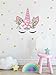 TOARTi Unicorn Angel Flower Wall Decal Polka Dot Eyebrow Wall Sticker Colorful Fairytale Wall Art Unicorn Cute Wall Decal Nursery Bedroom Decal Vinyl Wall Decal Home Decor, Gold@Pink