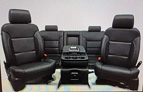 Pecca 2014/15/16/17 Chevy Silverado LT/GMC Sierra SLE Crew Cab Factory Fit Leather Kit, Black Leather, Beautiful Stitching