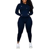 Nimsruc 2 Piece Outfits For Women Sweatsuits Sets Hooded Tracksuit Long Sleeve Pullover Jogger Sweat Pants Set