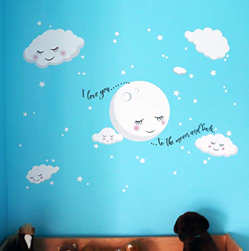 Create-A-Mural-Moon-and-Stars-Night-Sky-Vinyl-Wall-Art-Decal-Sticker-Love-You-To-The-Moon-and-Back-Baby-Nursery-Wall-Decals-for-Girls-Boys-Room-Decor-55-DIY-Decorative-Bedroom-Peel-n-Stick-Mural