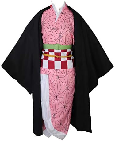 Hotcostyle Demon Slayer: Kimetsu no Yaiba Halloween Costumes Coat Kimono Kamado Nezuko Cosplay Costume Set 7 pcs